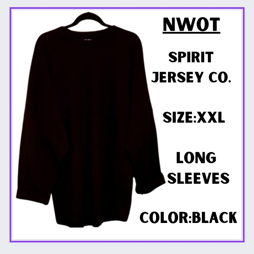 🔥NWOT/SPIRIT JERSEY CO/LONG SLEEVE SHIRT/BLACK/XXL